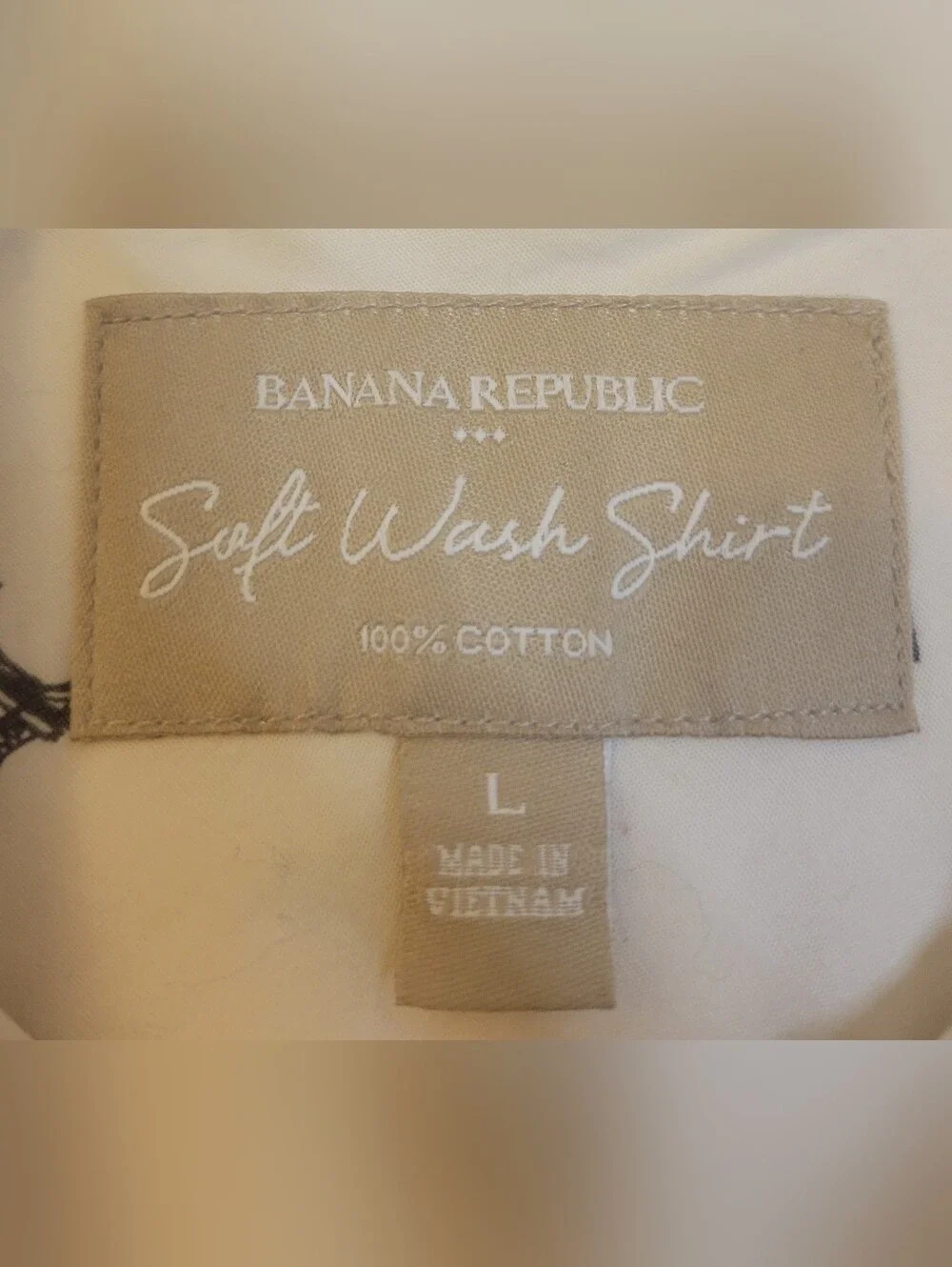 Banana Republic Cream Button-Down Shirt with Navy Eiffel Motif